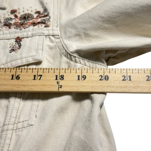 Y2K Denim & Co Women's Light Tan Western Beaded Button Up Shacket Size M - Picture 14 of 15